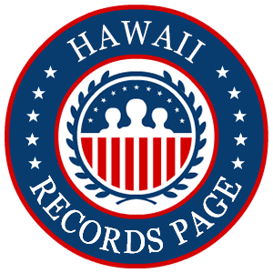 A red, white, and blue round logo with the words Hawaii Records Page
