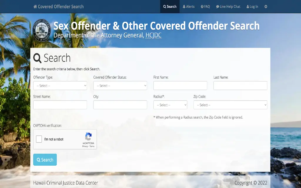 Hawaii sex offender search by name or address. 